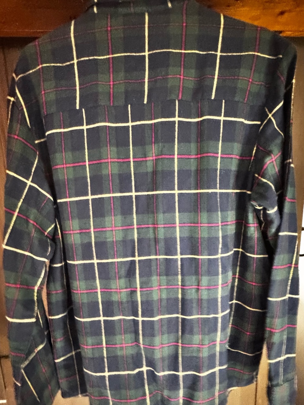 Plaid Button-Up Shirt in Navy, Green & Pink